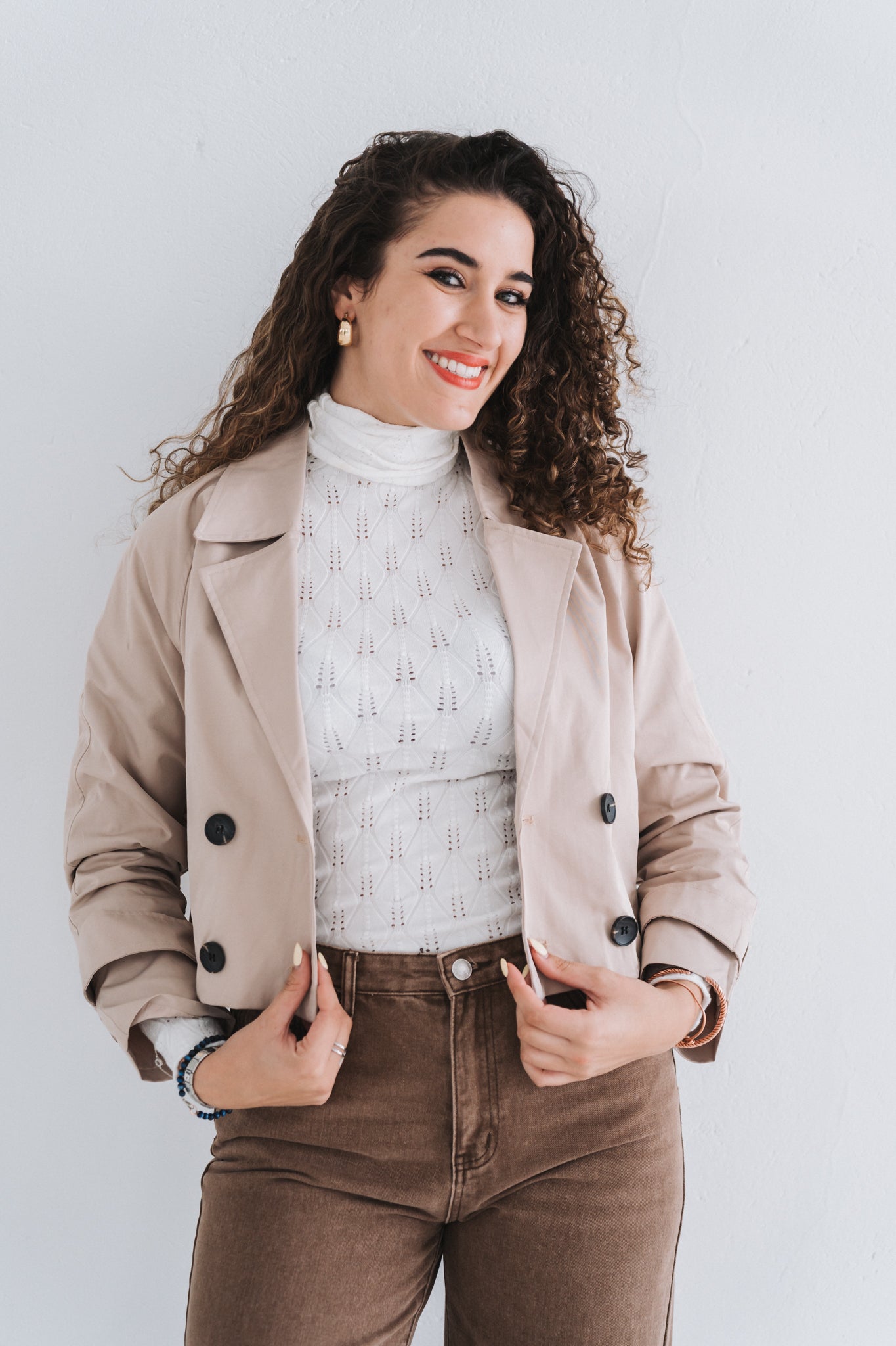 Cropped Trench Cream