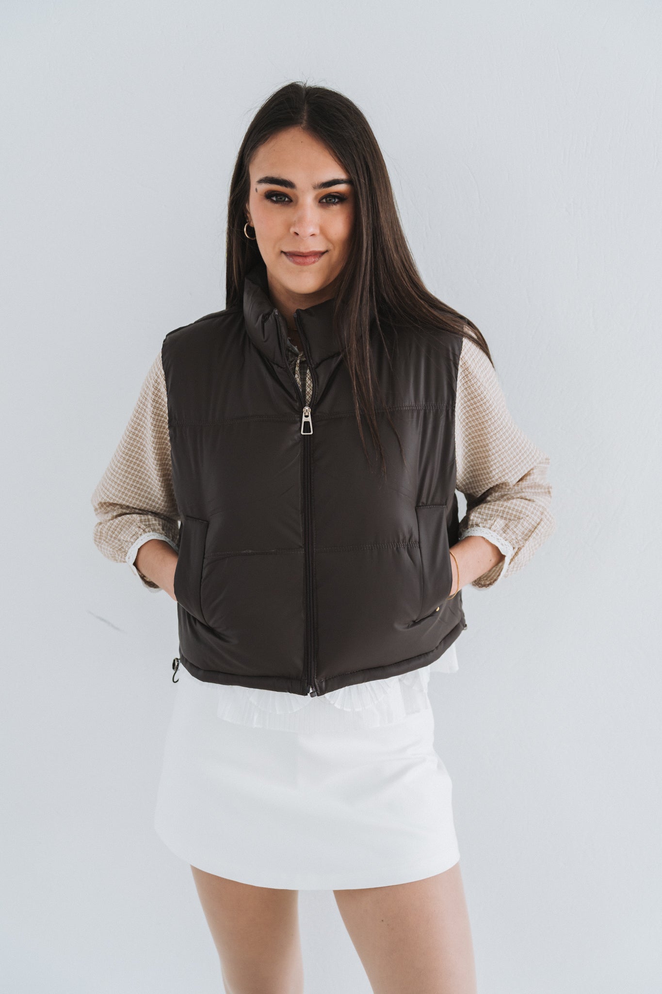 Crop Puffer Brown
