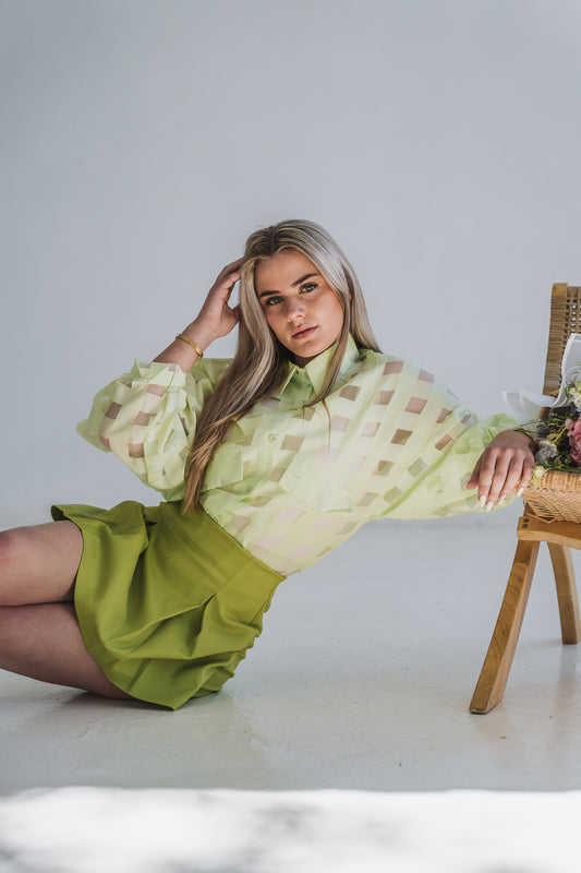 Square Blouse Lime