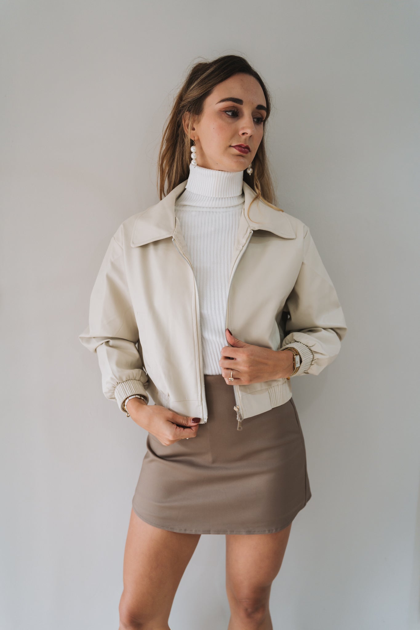 Pleather Jacket Cream