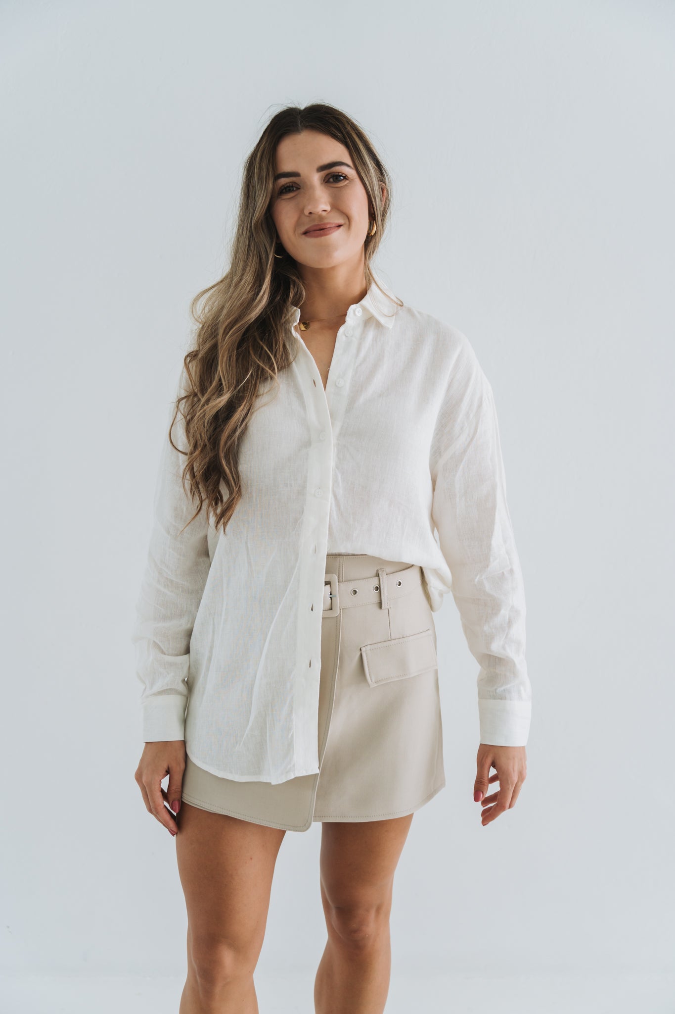 Linen Blouse White | One Size / Fits 30-34