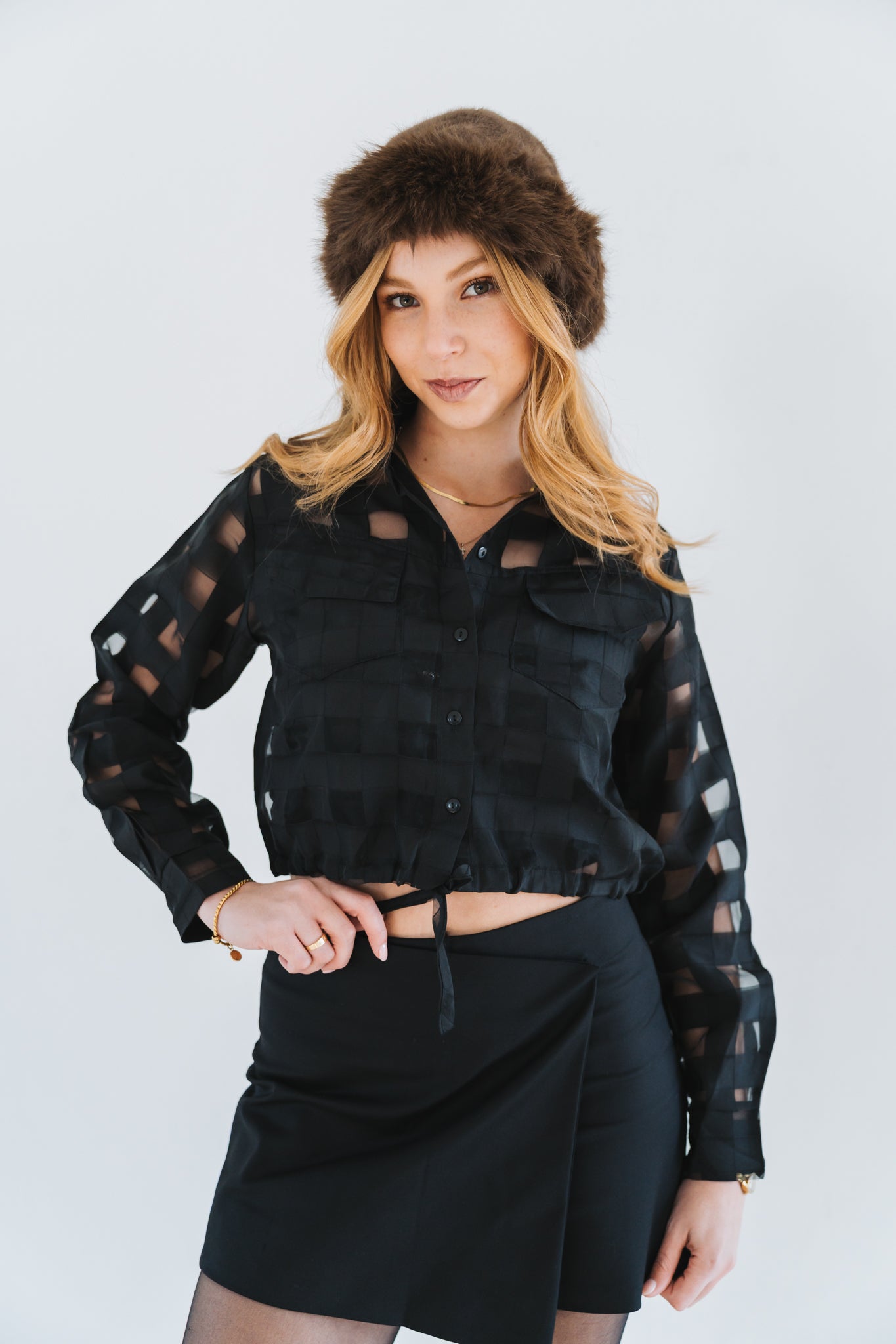 Square Blouse Black | One Size / Fits 30-32