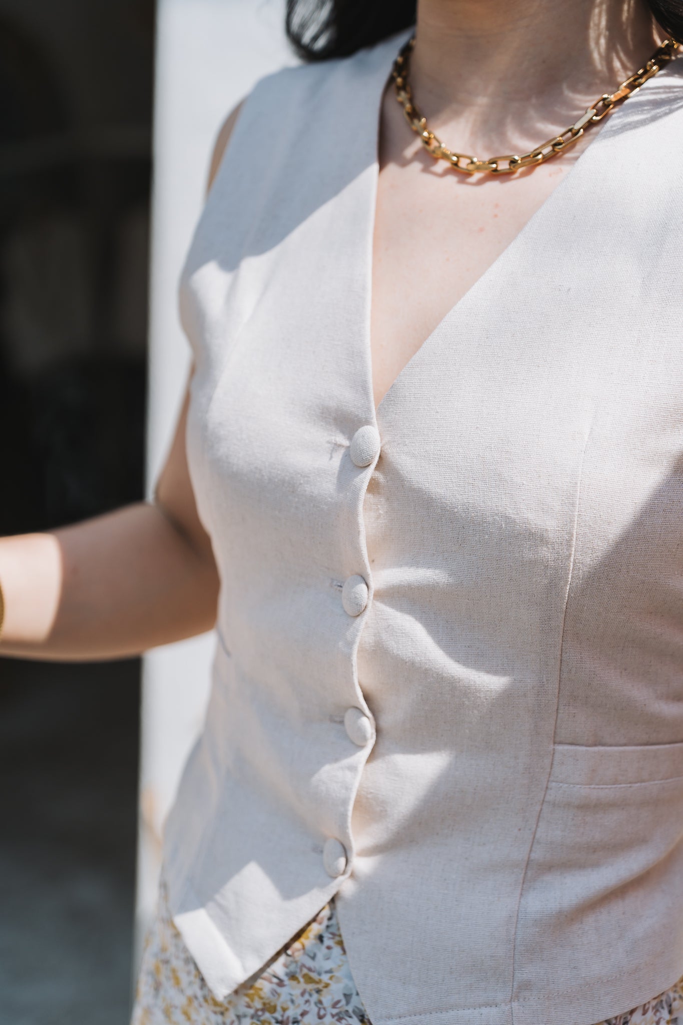 Linen Waistcoat Beige