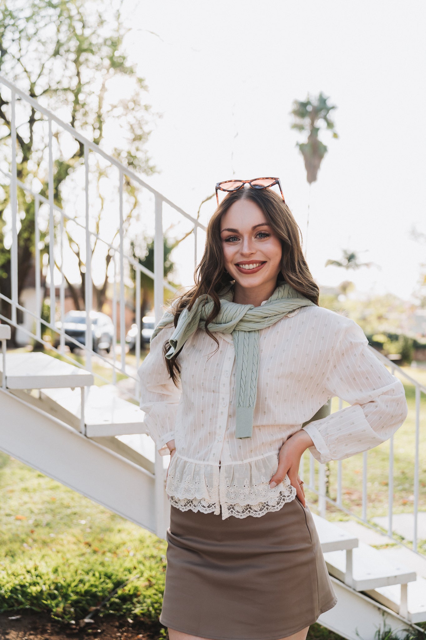 Ditsy Blouse Sage | One Size / Fits 32-36