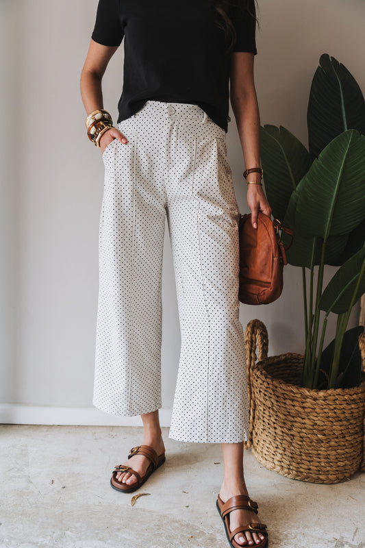 Polka Trouser White  | One Size / Fits 30-34