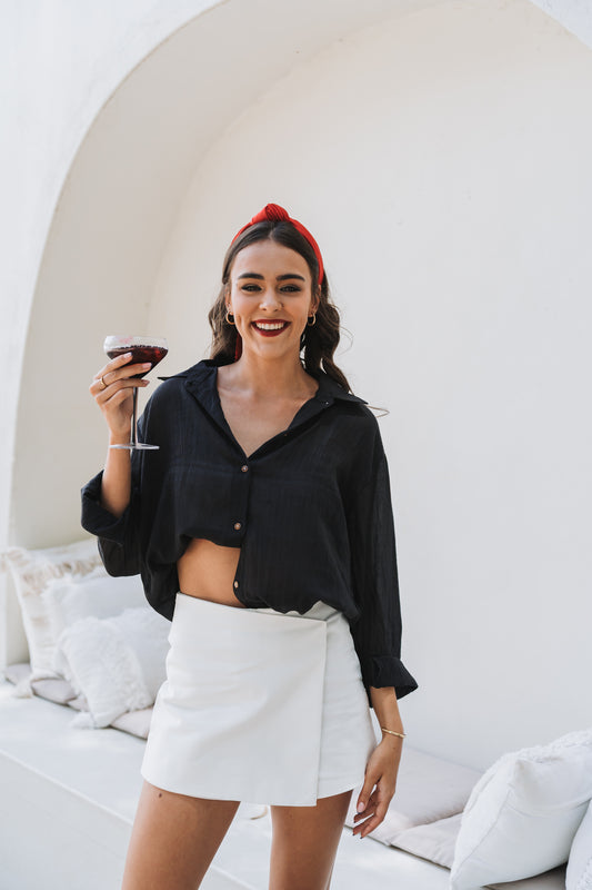 Beach Blouse Black | One Size / Fits 30-36