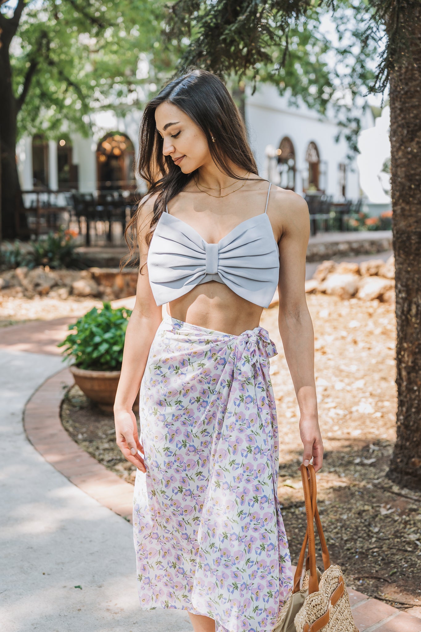 Bow Crop Top Grey