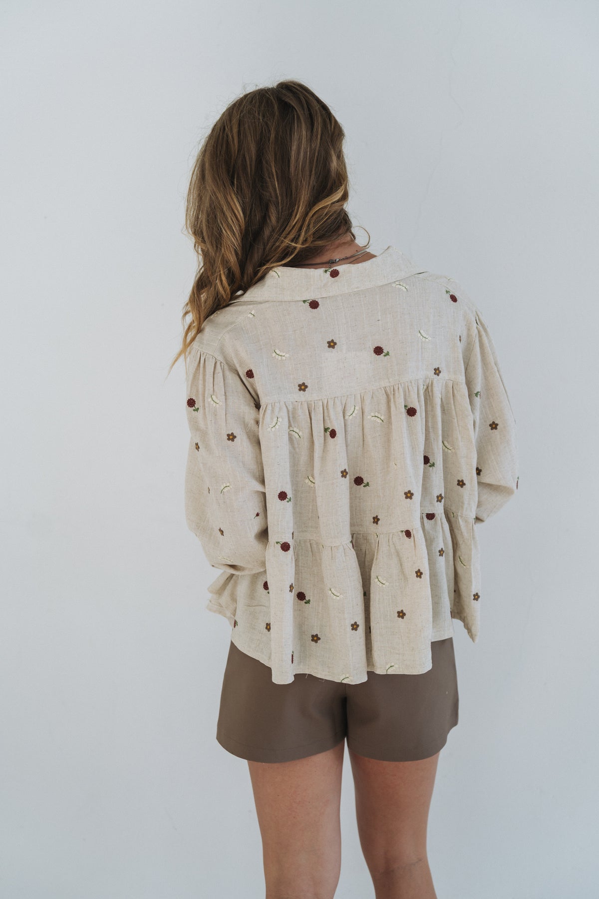 Lino Set Blouse Stone | One Size / Fits 32-36