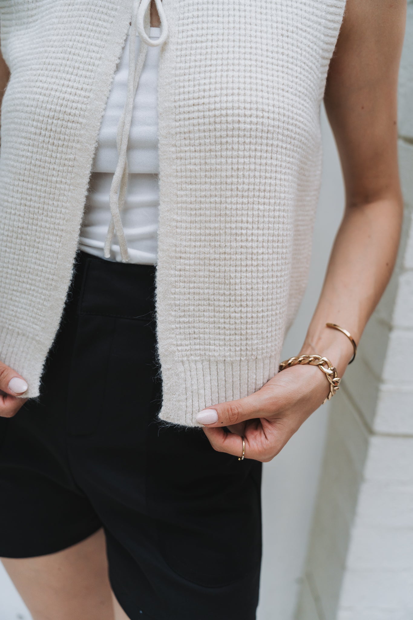 Tie Front Knit Cream