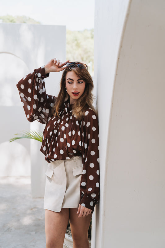 Polka Top Brown