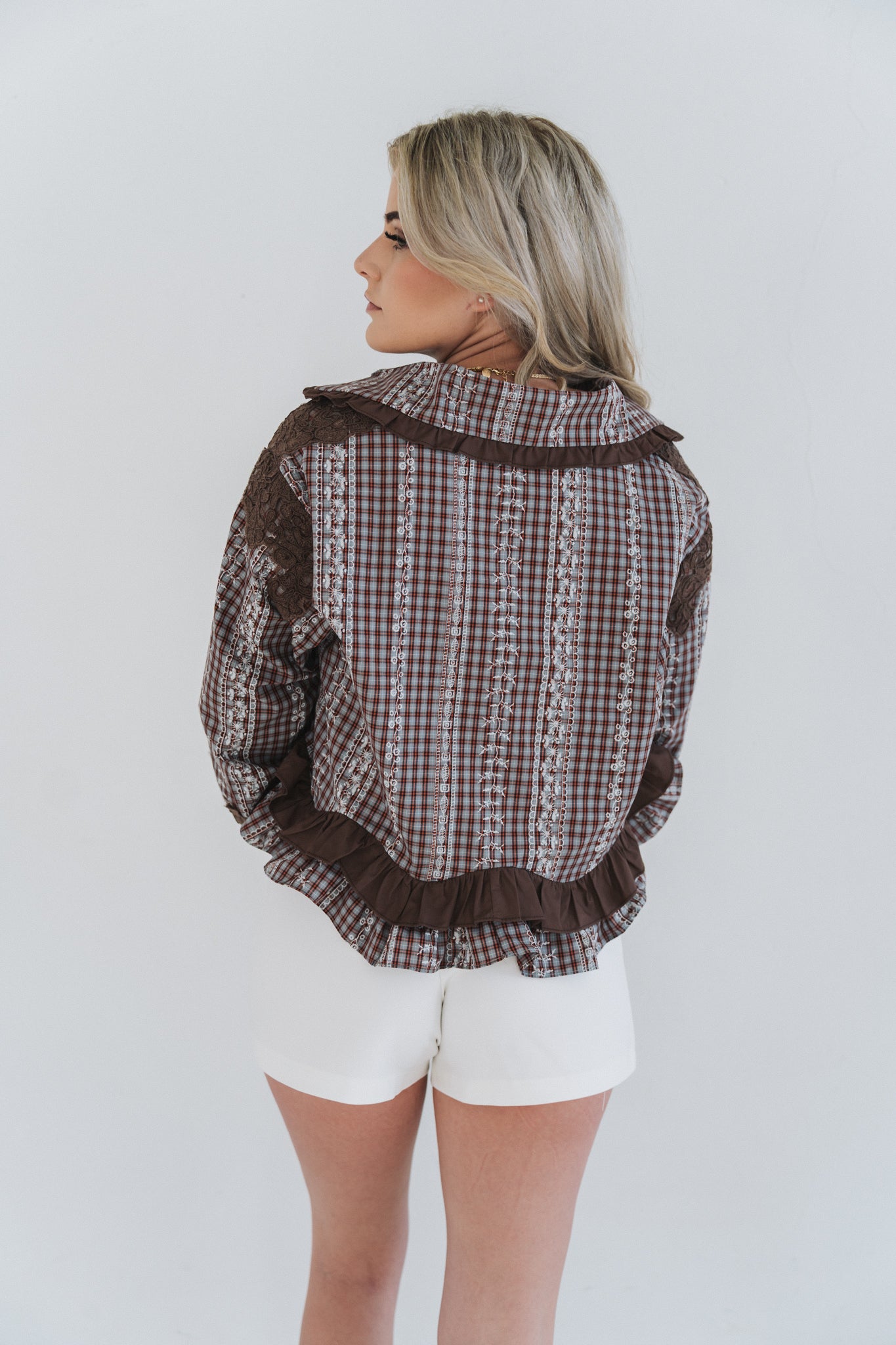 Brown Statement Blouse | One Size / Fits 30-34