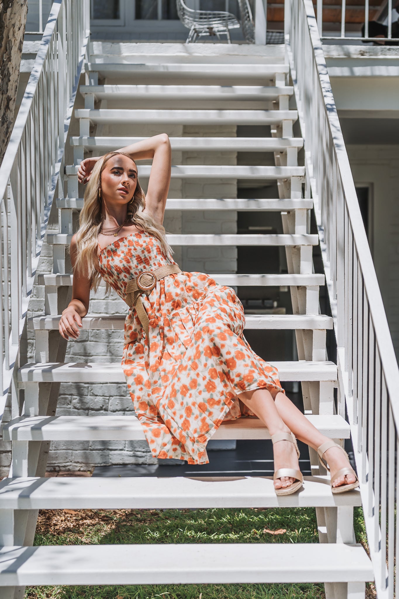 Boho Floral Dress Rust