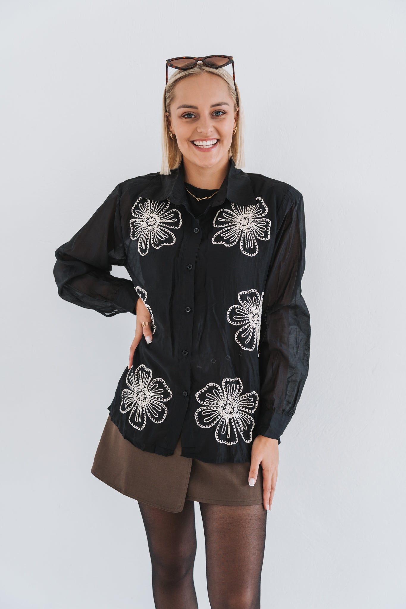 Embossed Blouse Black