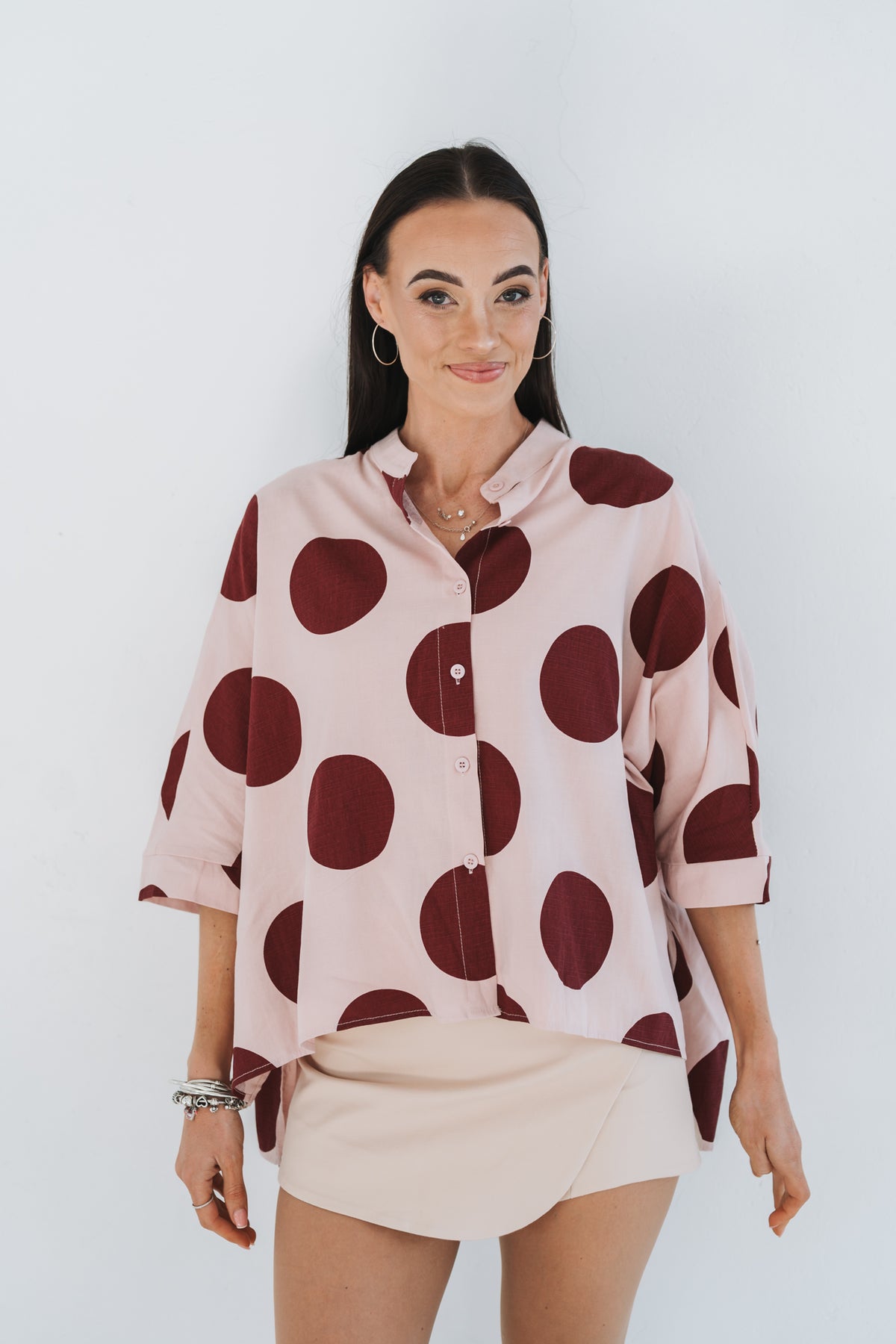 Large Polka Blouse Pink | One Size / 32-38