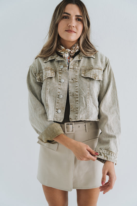 Khaki Denim Jacket | Available in Sizes S-XL