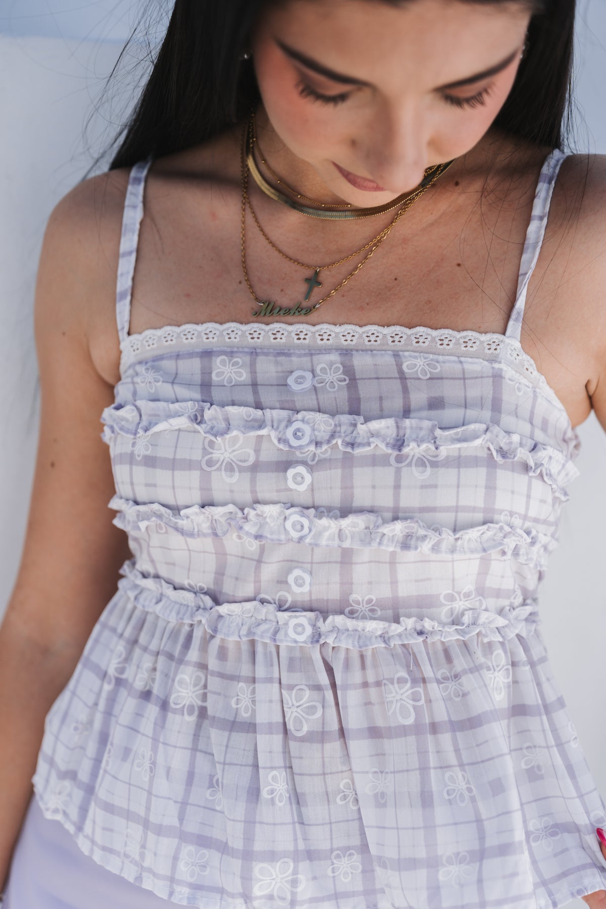 Gingham Top Lilac| One Size / Fits 30-34