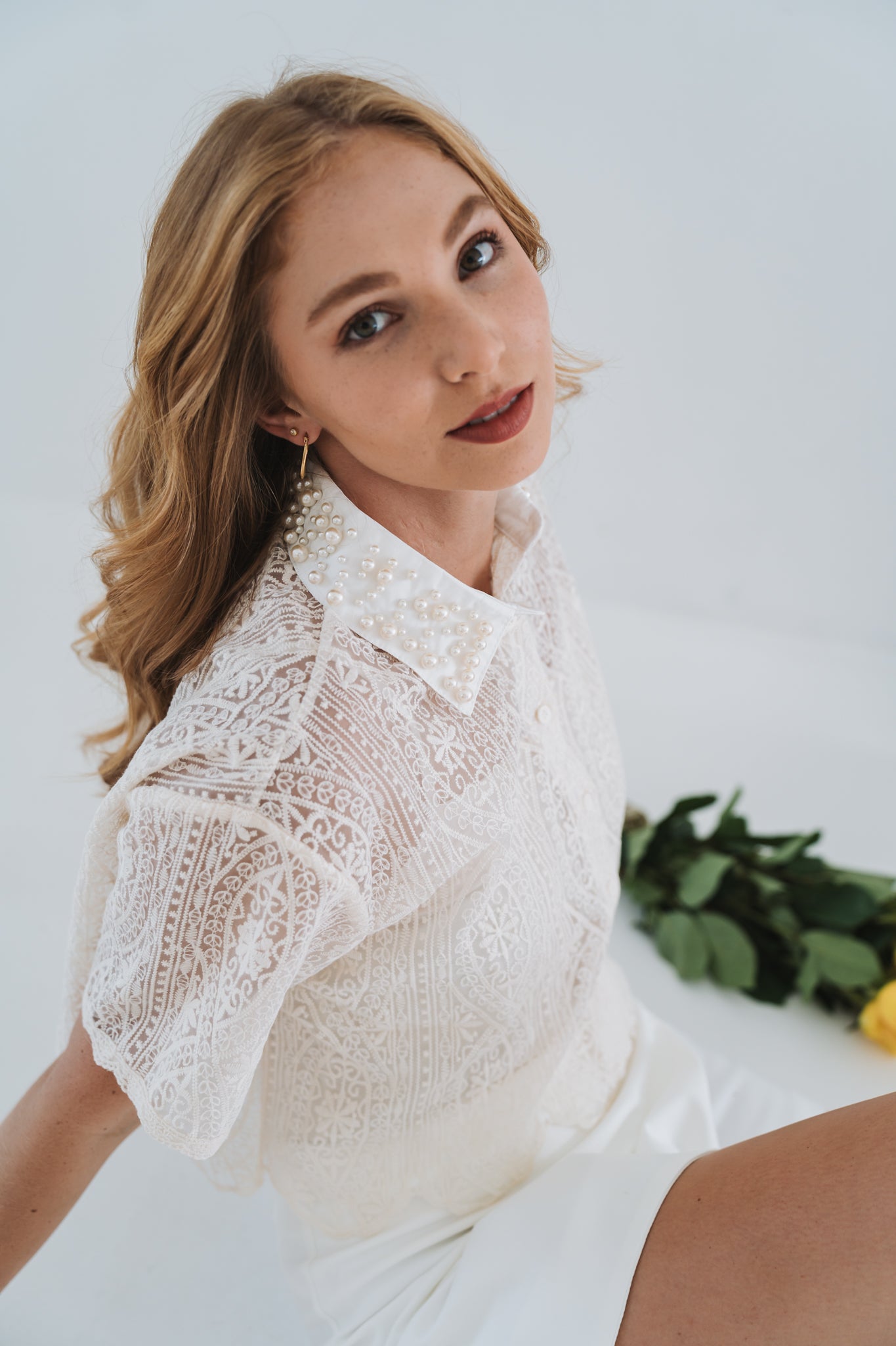 Pearly Collar Blouse | One Size / Fits 30-34