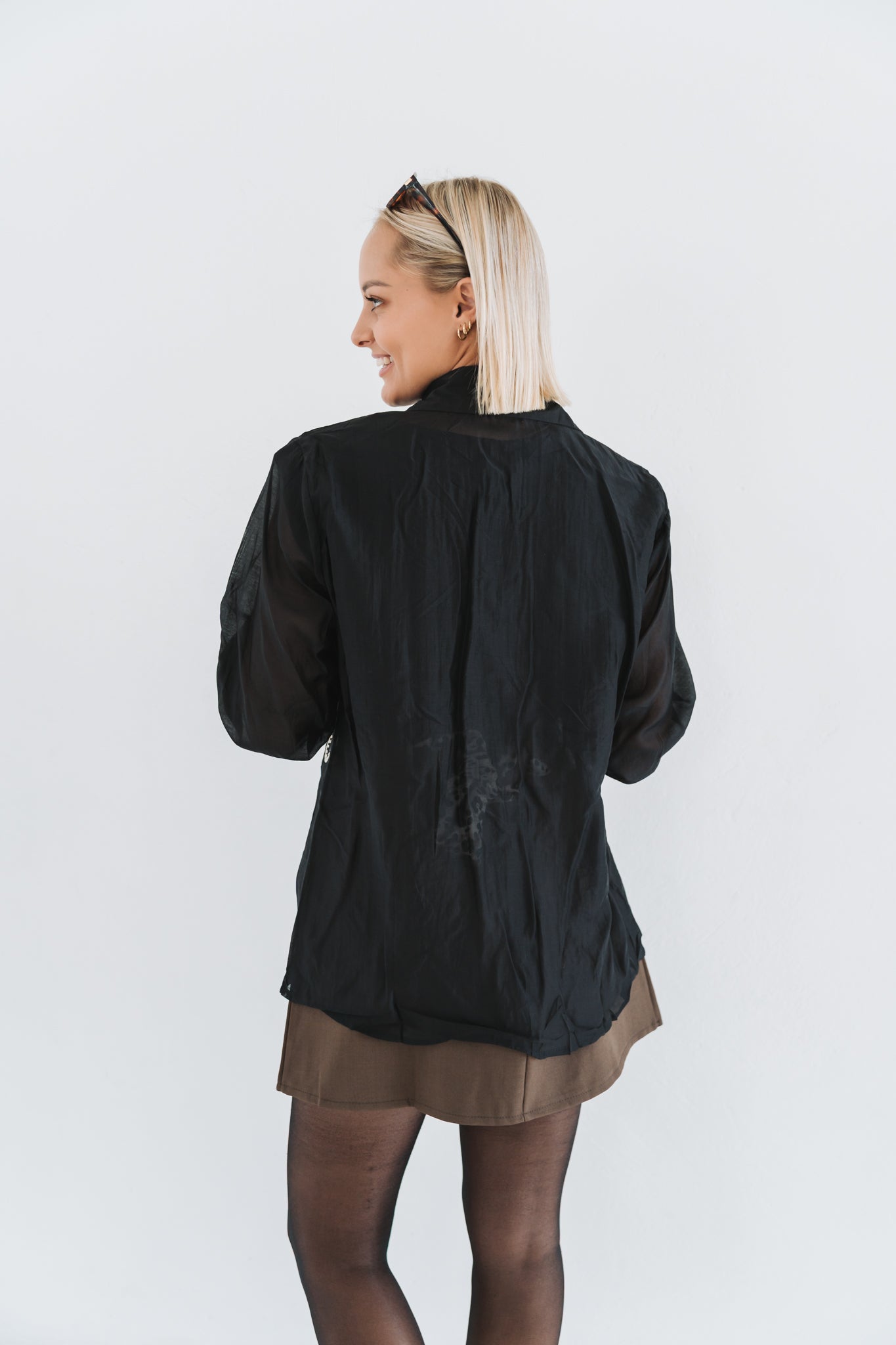 Embossed Blouse Black