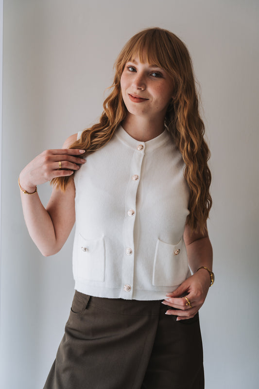Mona Waistcoat White | One Size / Fits 30-34