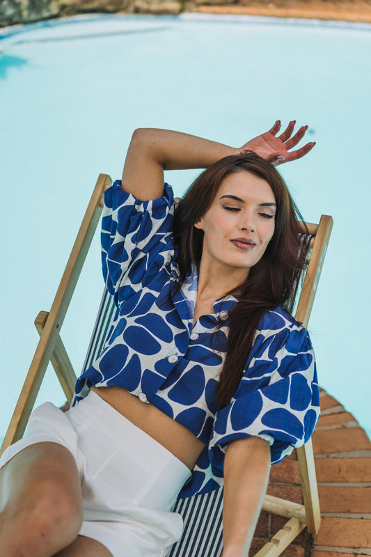 Abstract Blouse Blue