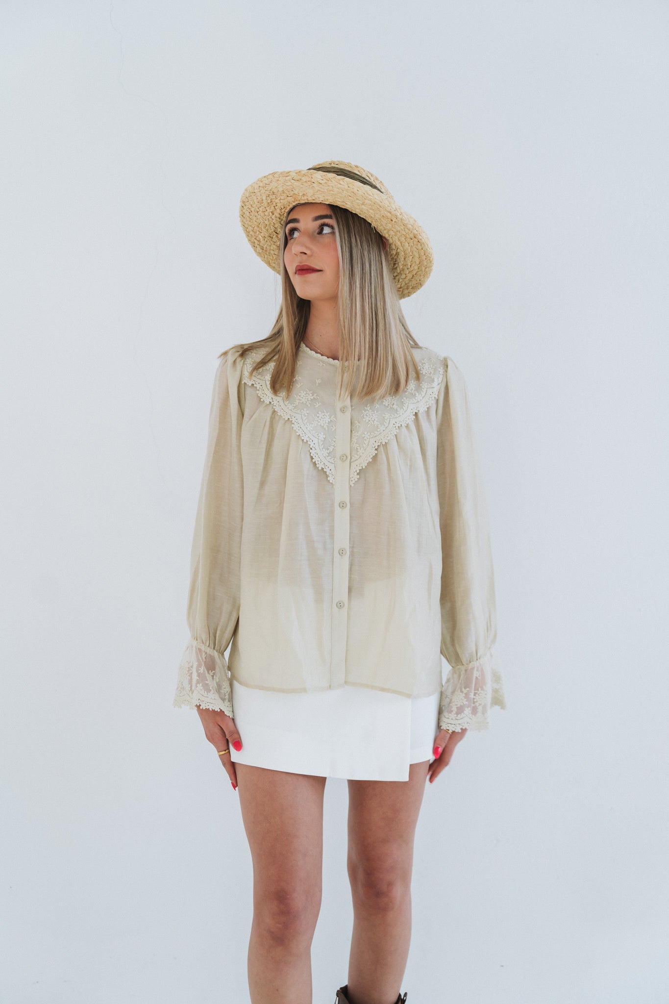 Olive Lace Blouse | One Size / Fits 32-36