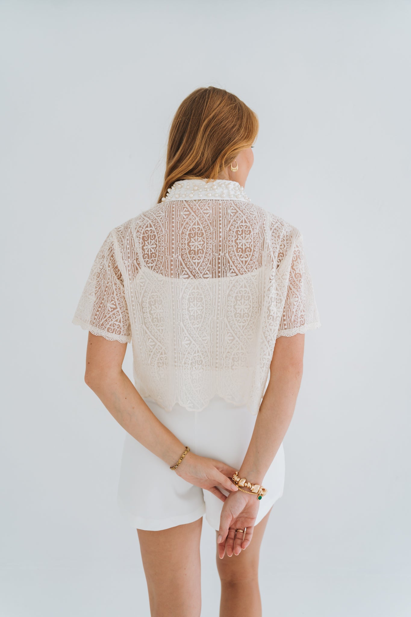 Pearly Collar Blouse | One Size / Fits 30-34