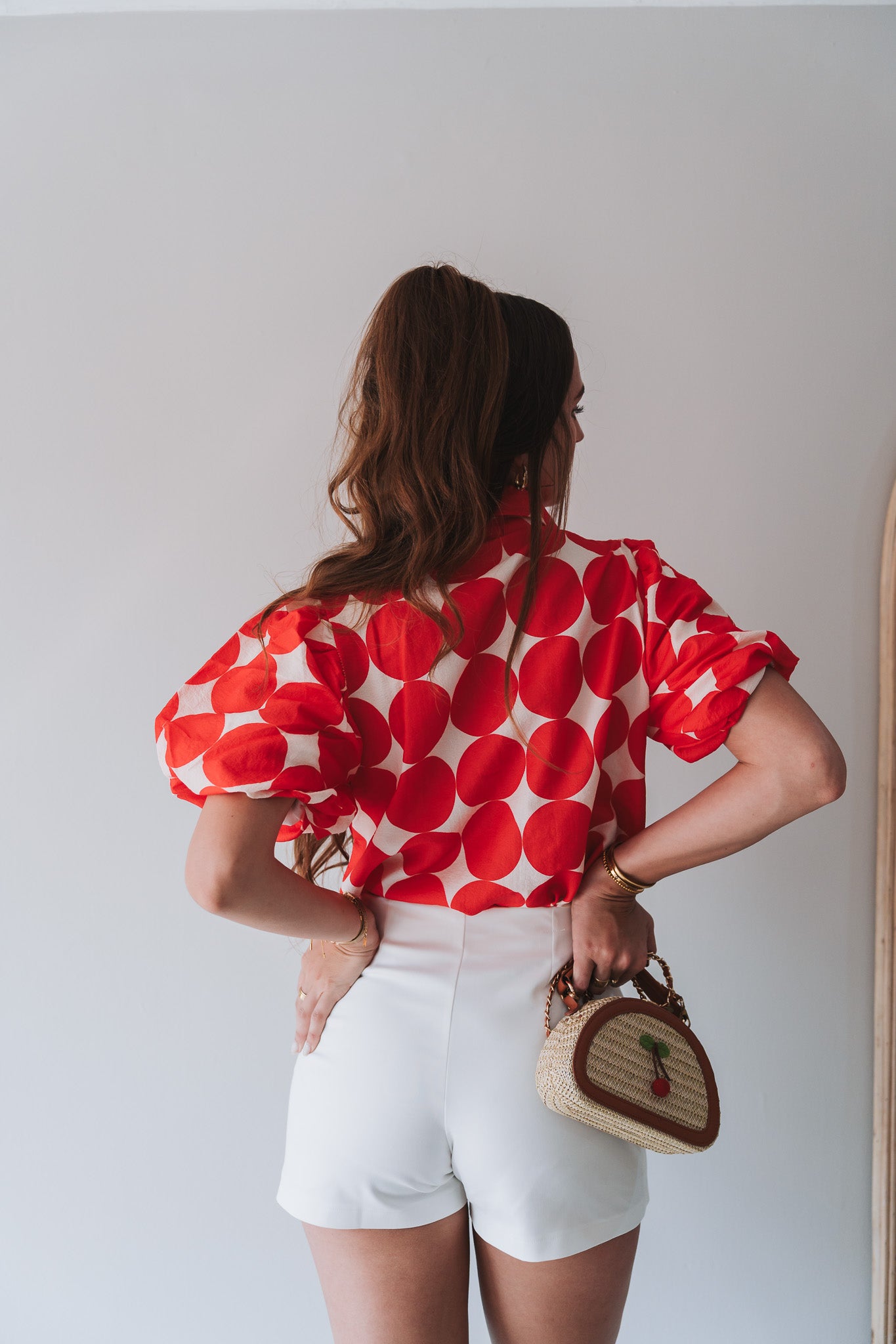 Polka Puff Top Orange