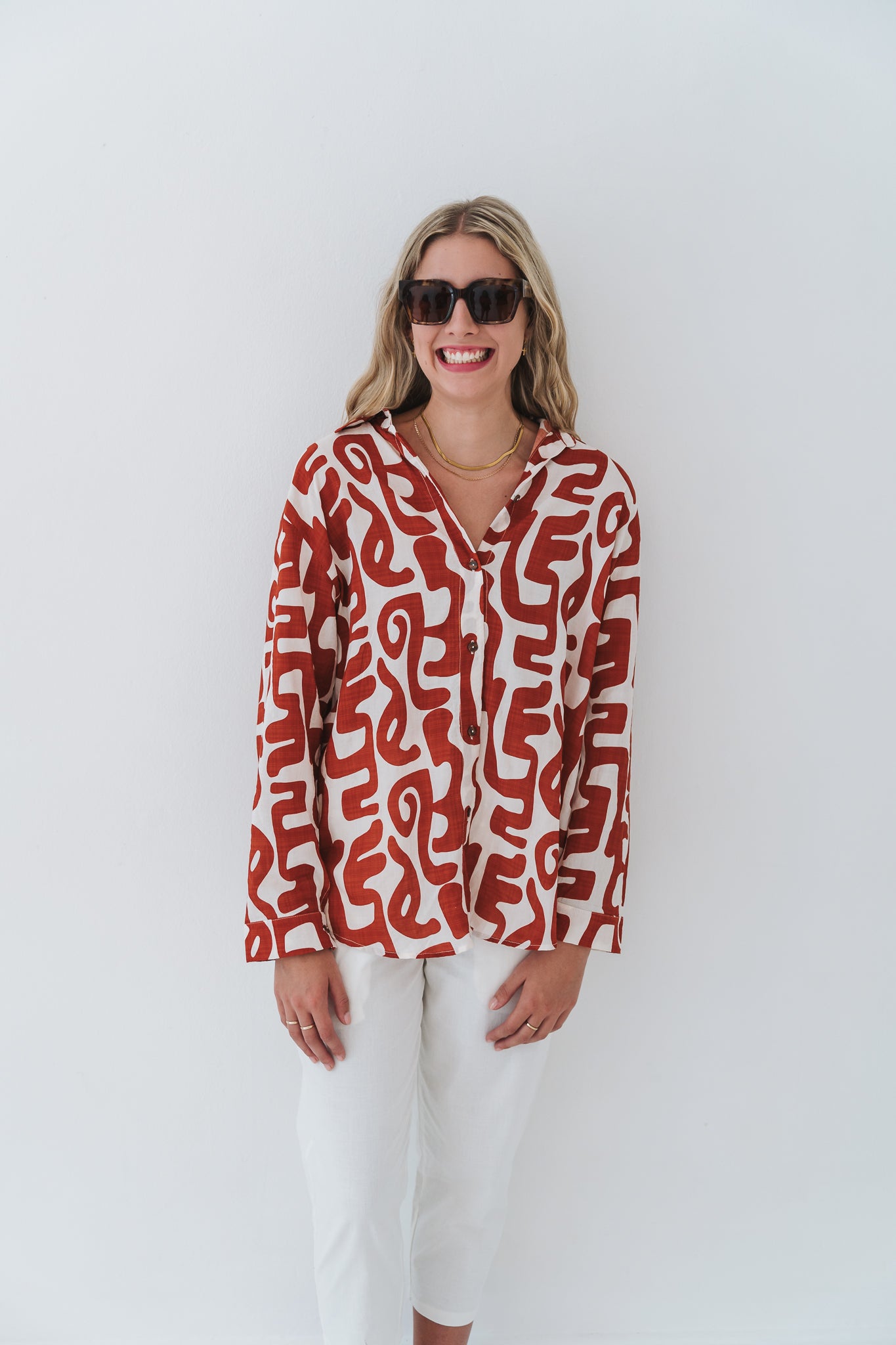 Viscose Blouse Rust Print