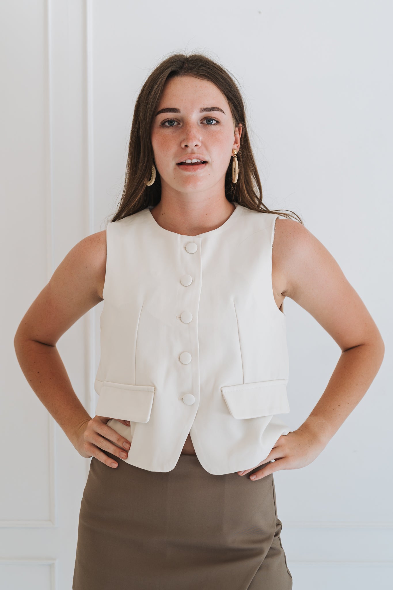 Office Waistcoat Cream