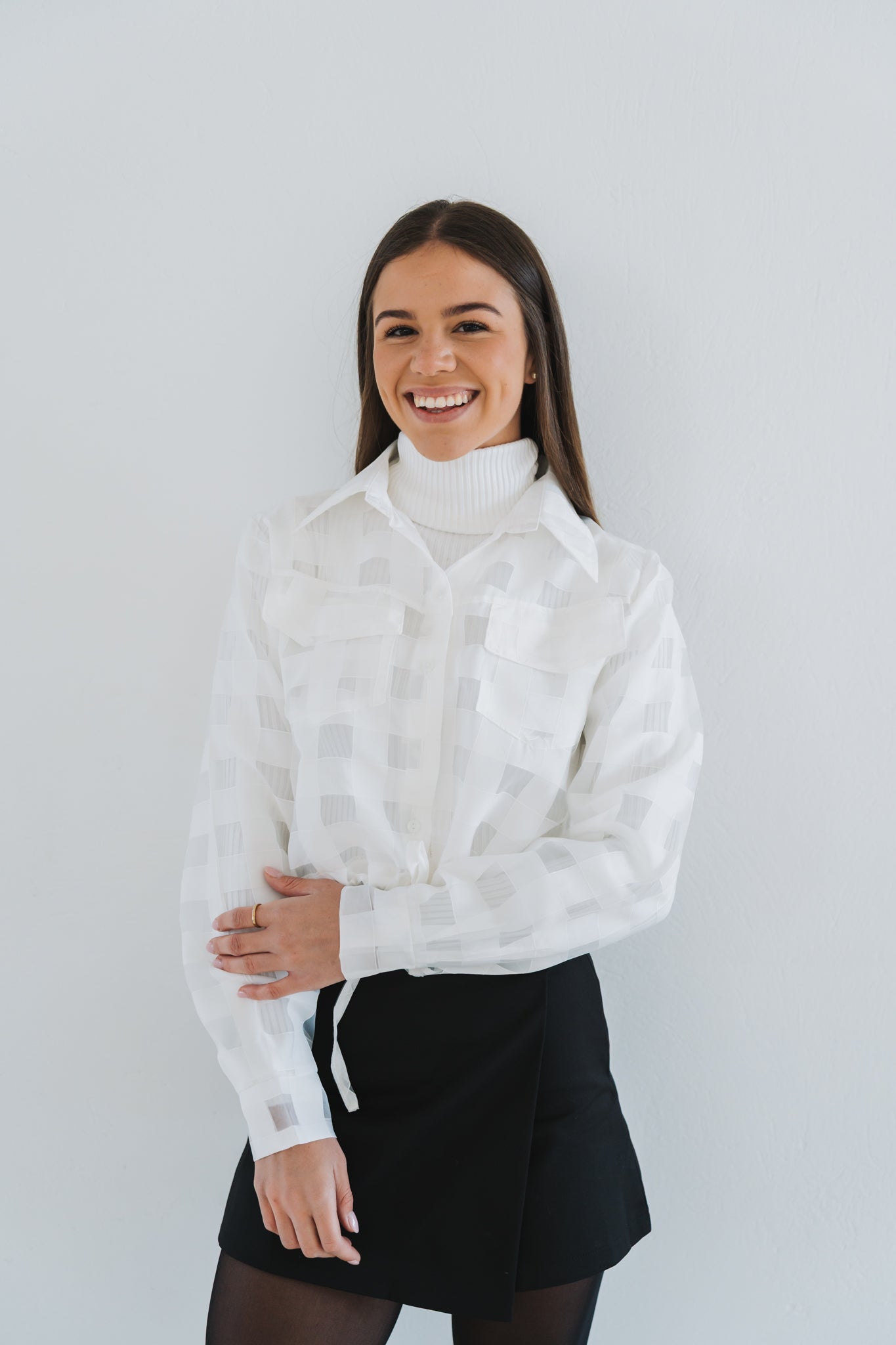 Square  Blouse White | One Size / Fits 30-32