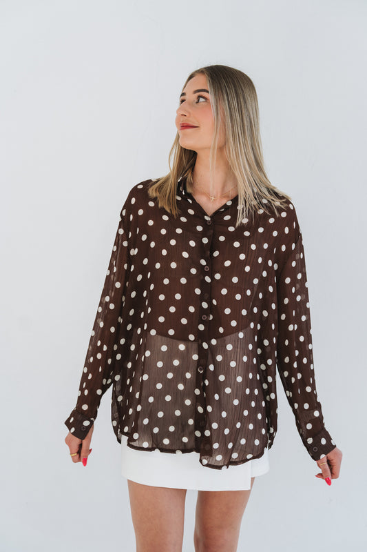 Chocolat Polka Blouse | One Size / Fits 32-36