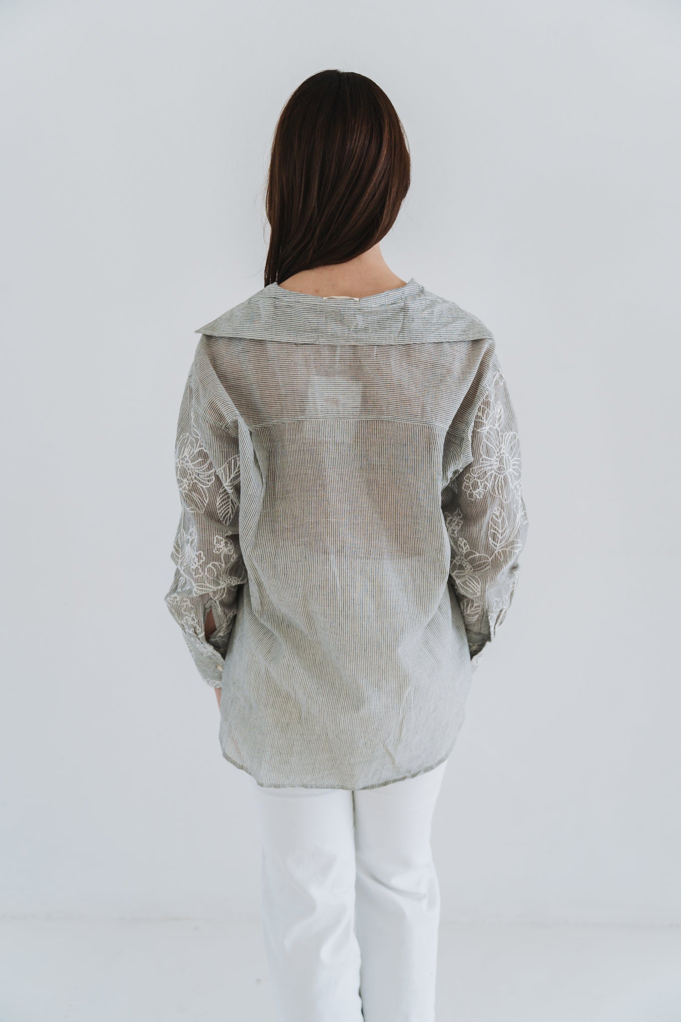 Grey Embro Blouse | One Size / Fits 32-36
