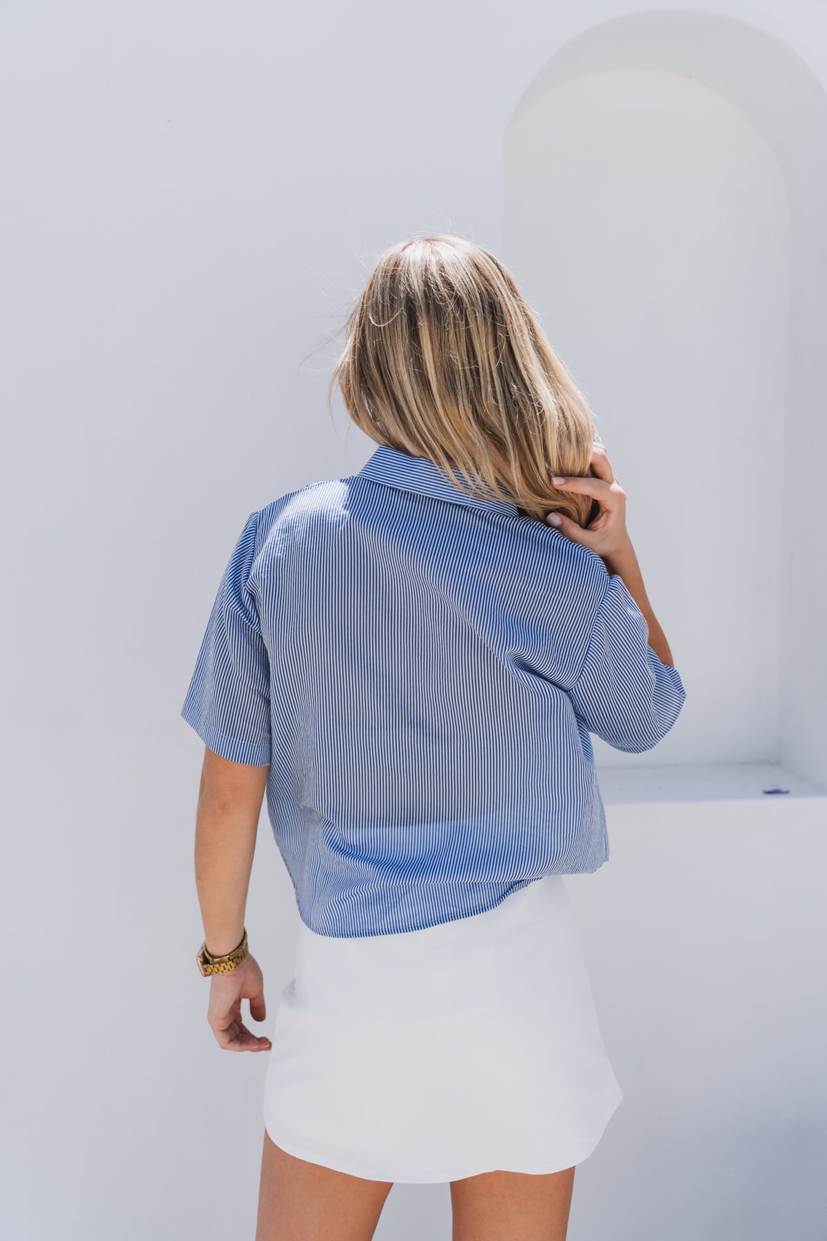 Santorini Short Blouse Blue | One Size / Fits 30-34
