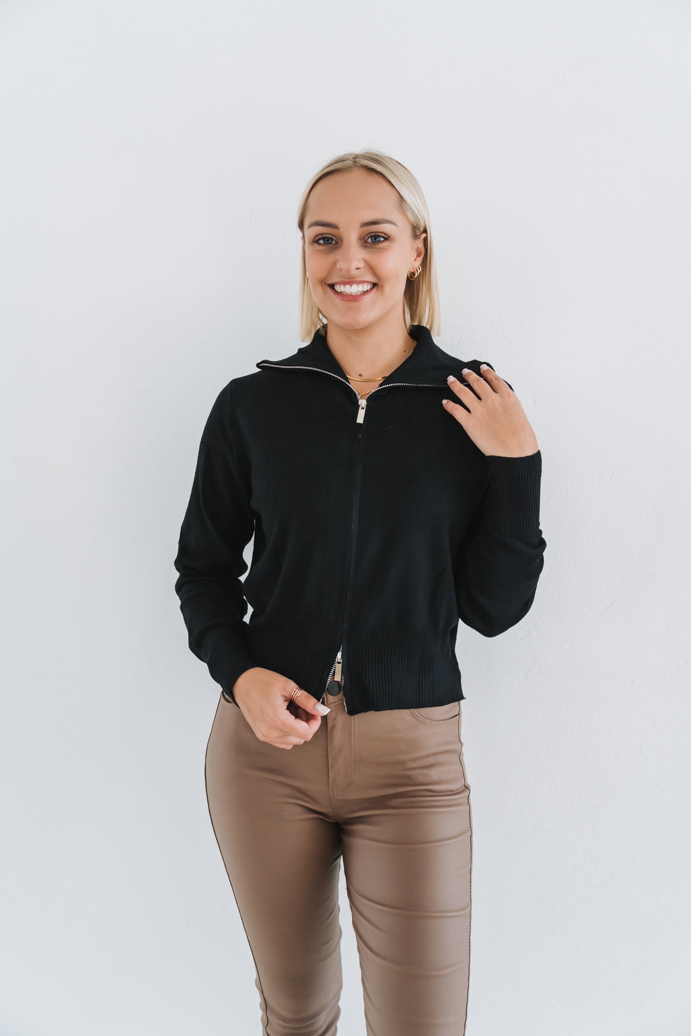Zip Jacket Knit Black