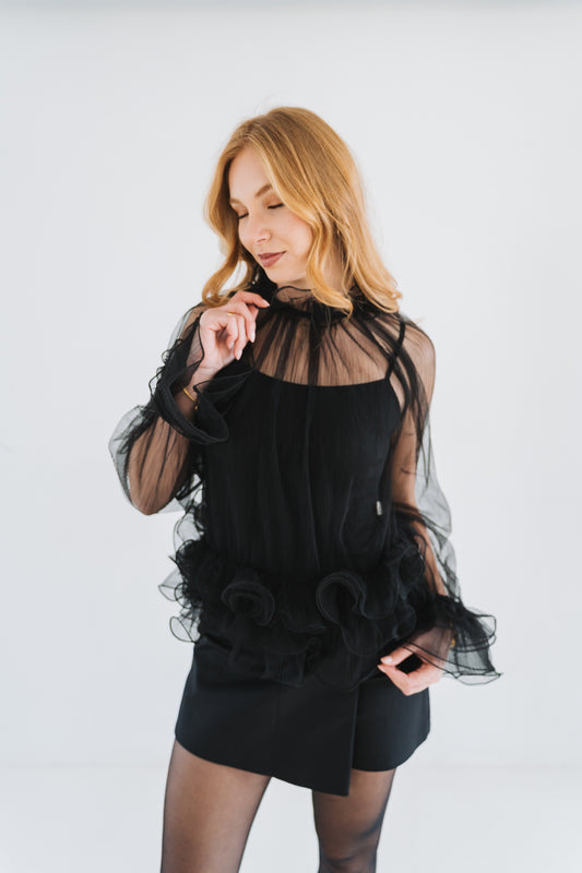 Sabrina Mesh Top Black | One Size / Fits 30-34