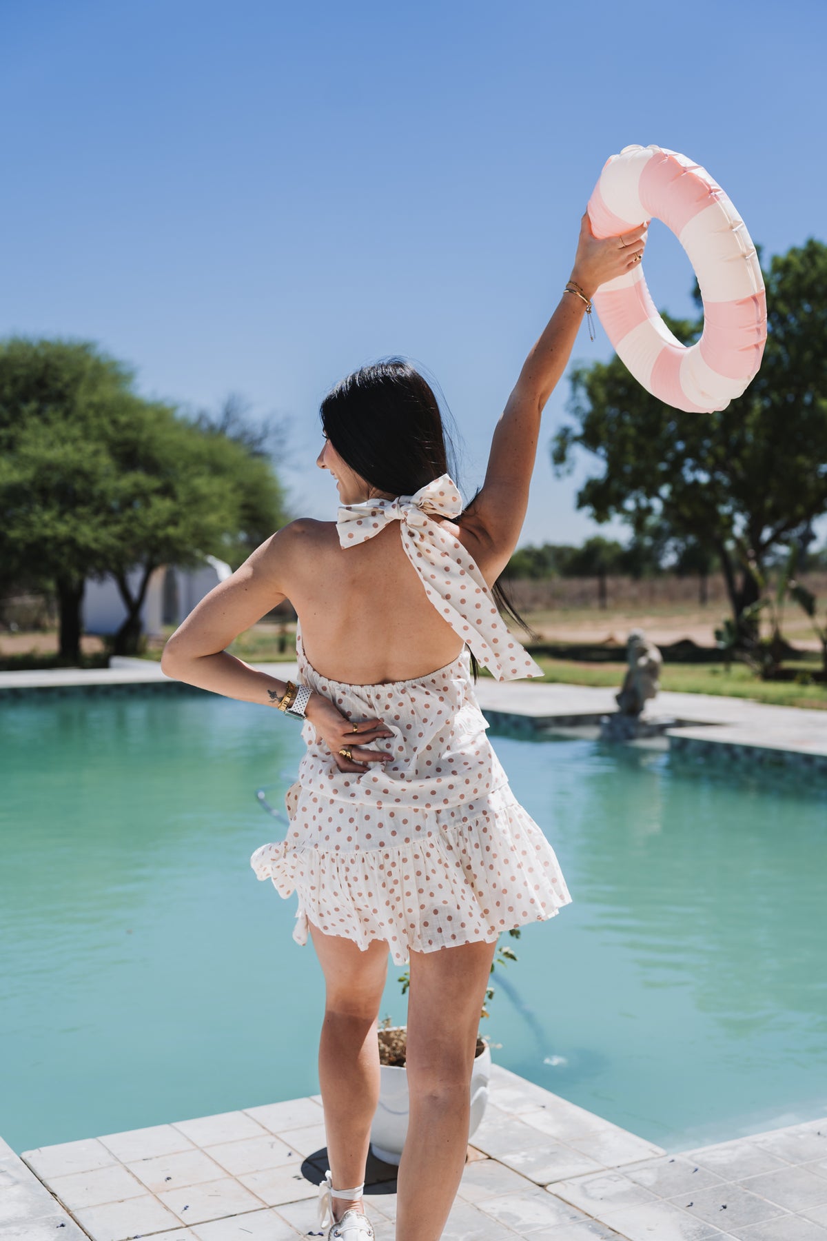 Polka Halter Top Burnt| One Size / Fits 30-34
