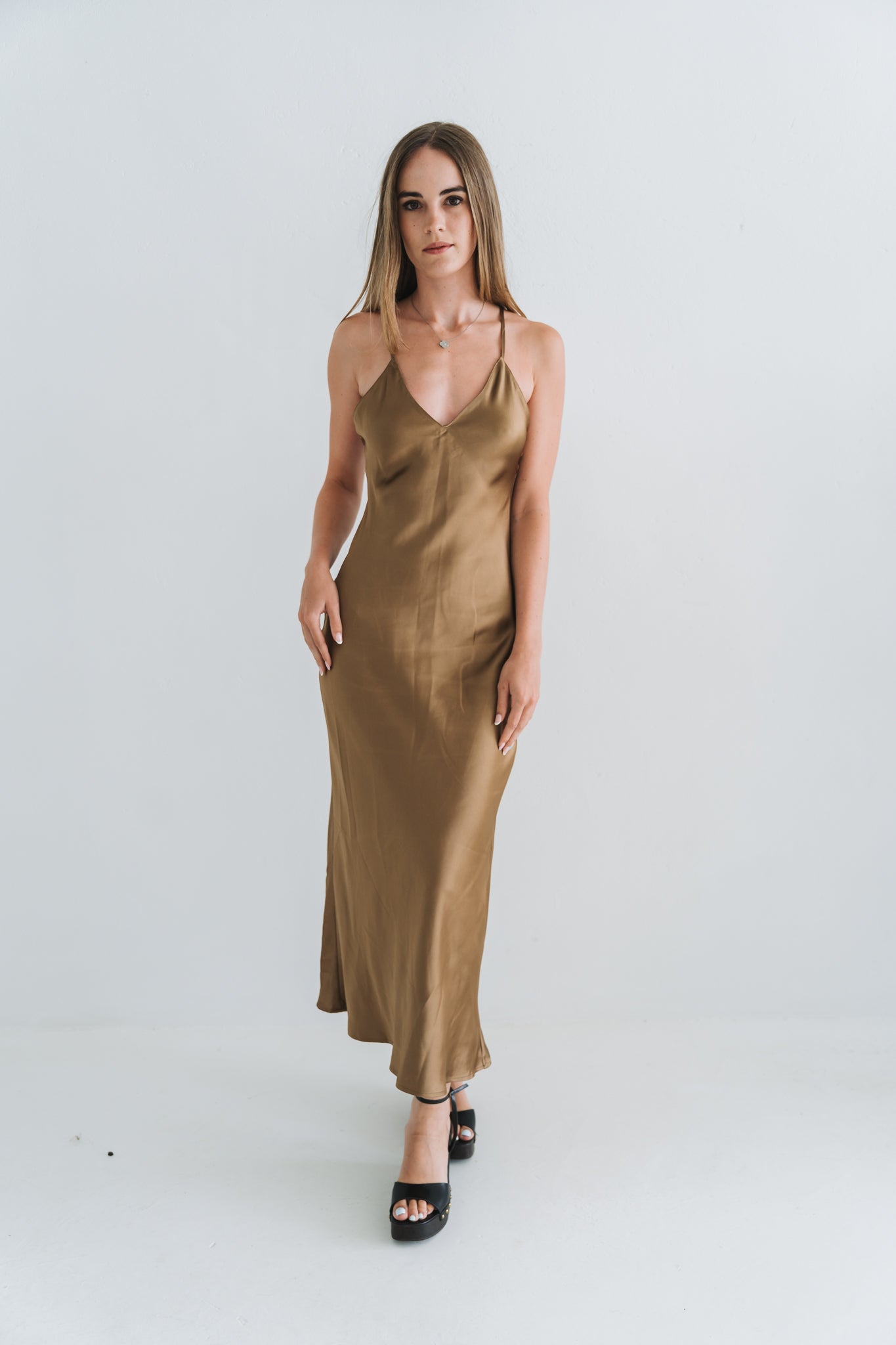Copper Slip Dress | Available in Sizes S, M, L