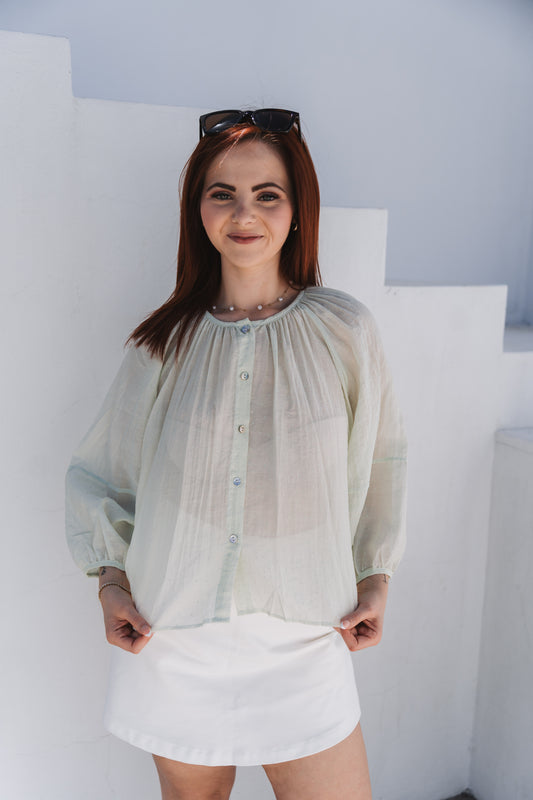 Tiny Polka Blouse Mint | One Size/ Fits 30-34