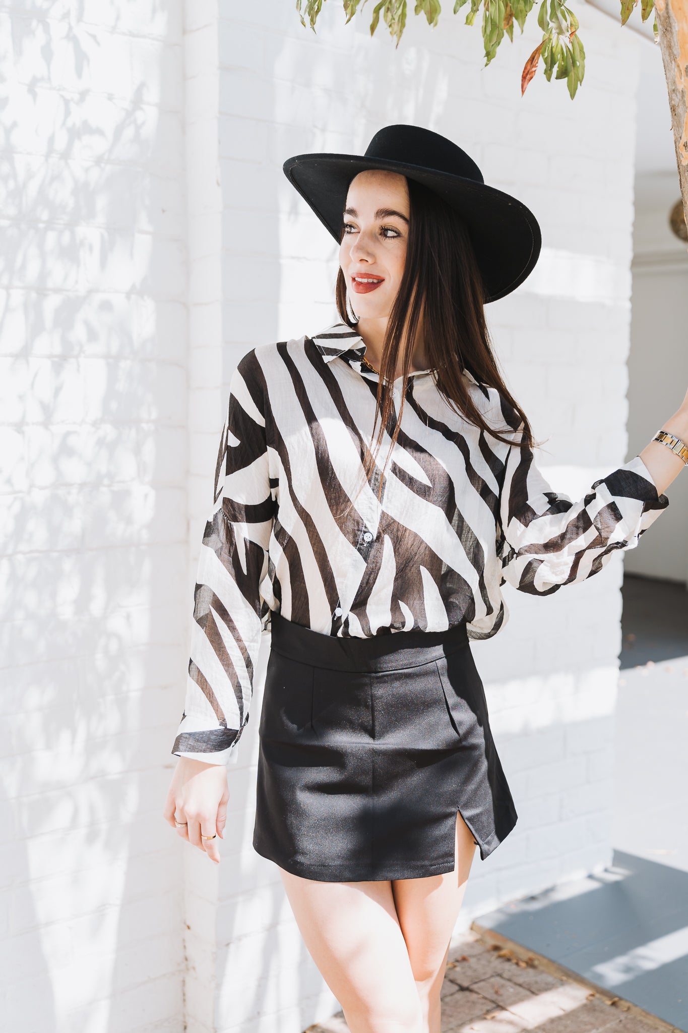 Wild Print Blouse Black