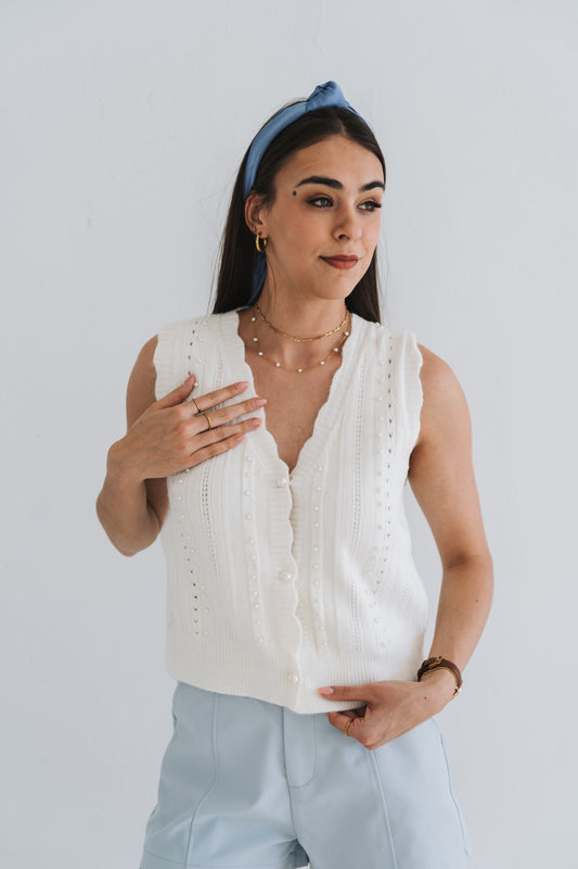 Pearl Waistcoat Cream | One Size  Fits 30-34