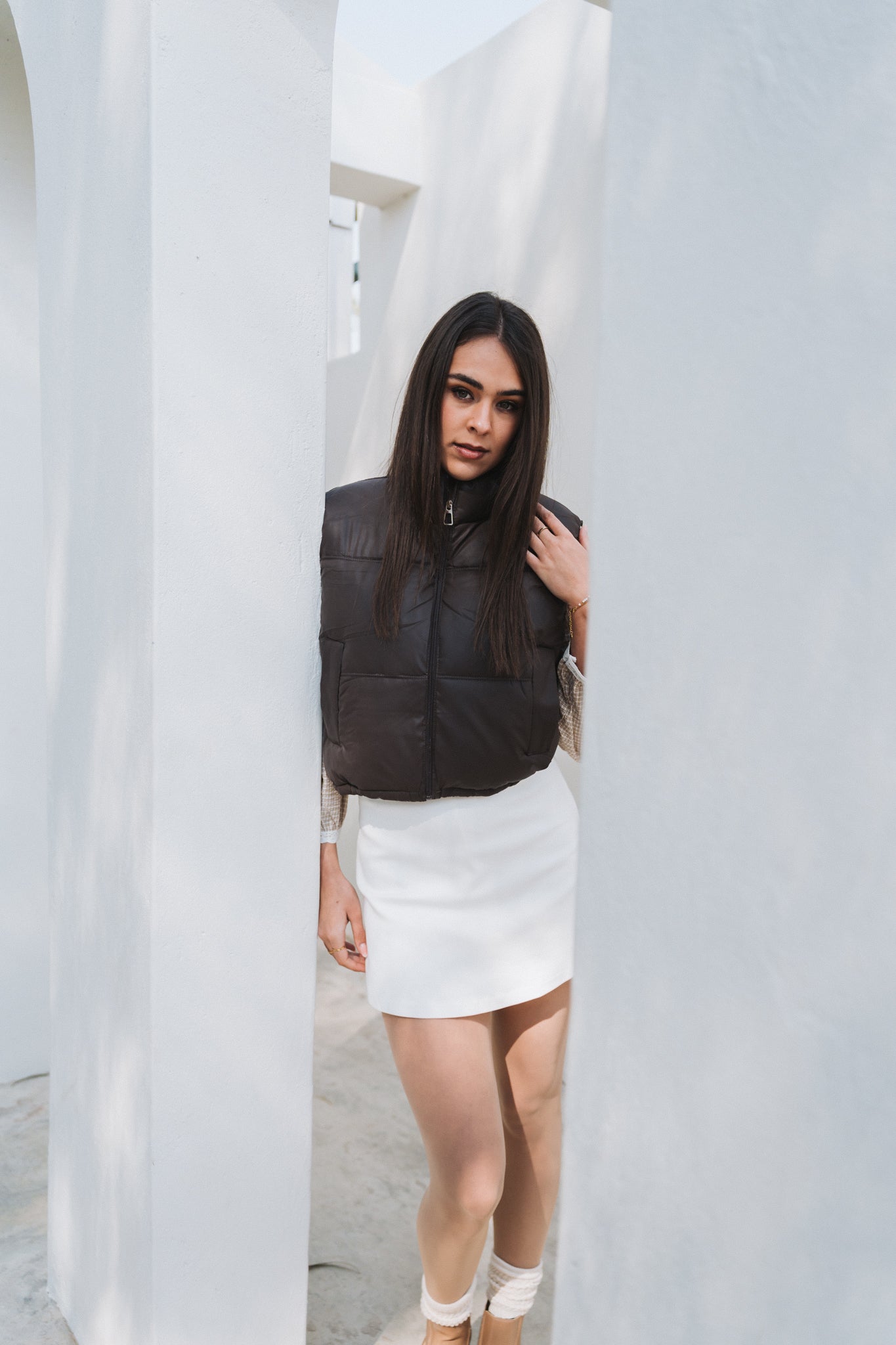 Crop Puffer Brown