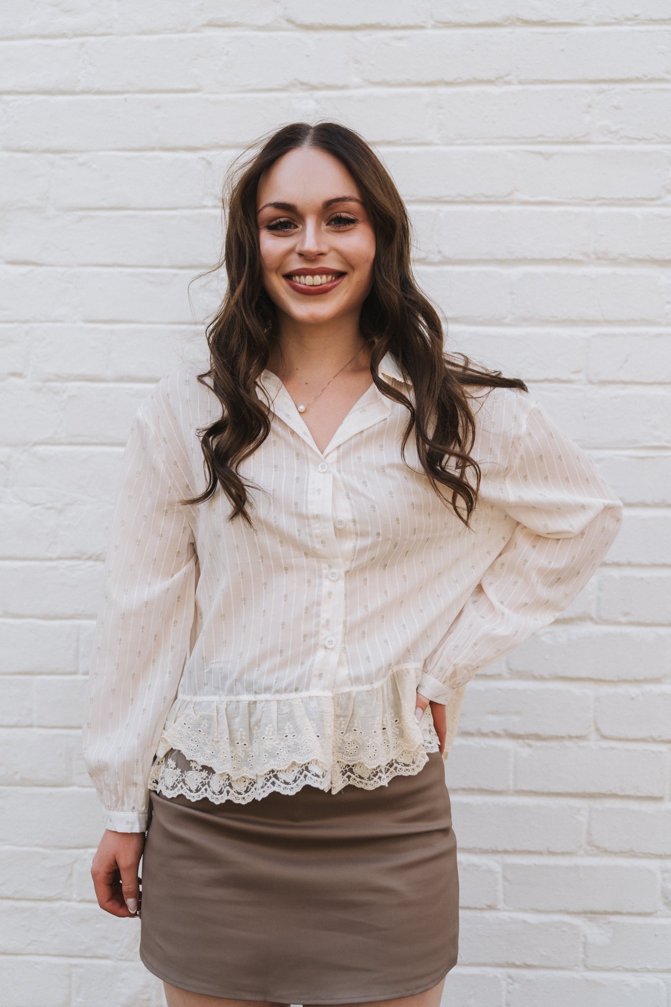 Ditsy Blouse Sage | One Size / Fits 32-36