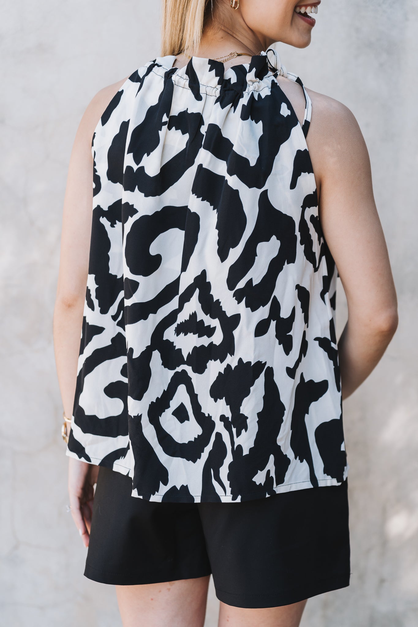 Abstract Halter Top Black