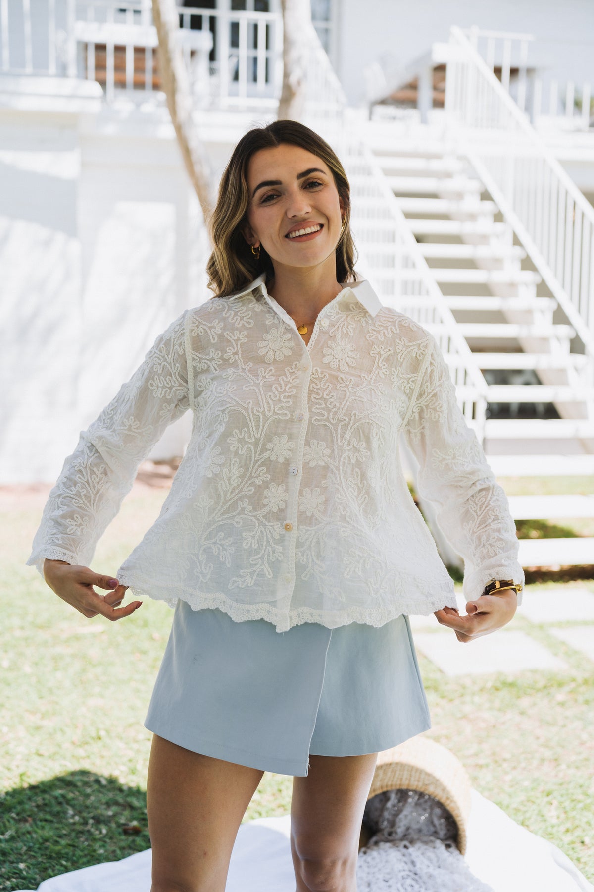 Ava Blouse White| One Size/ Fits 30-34