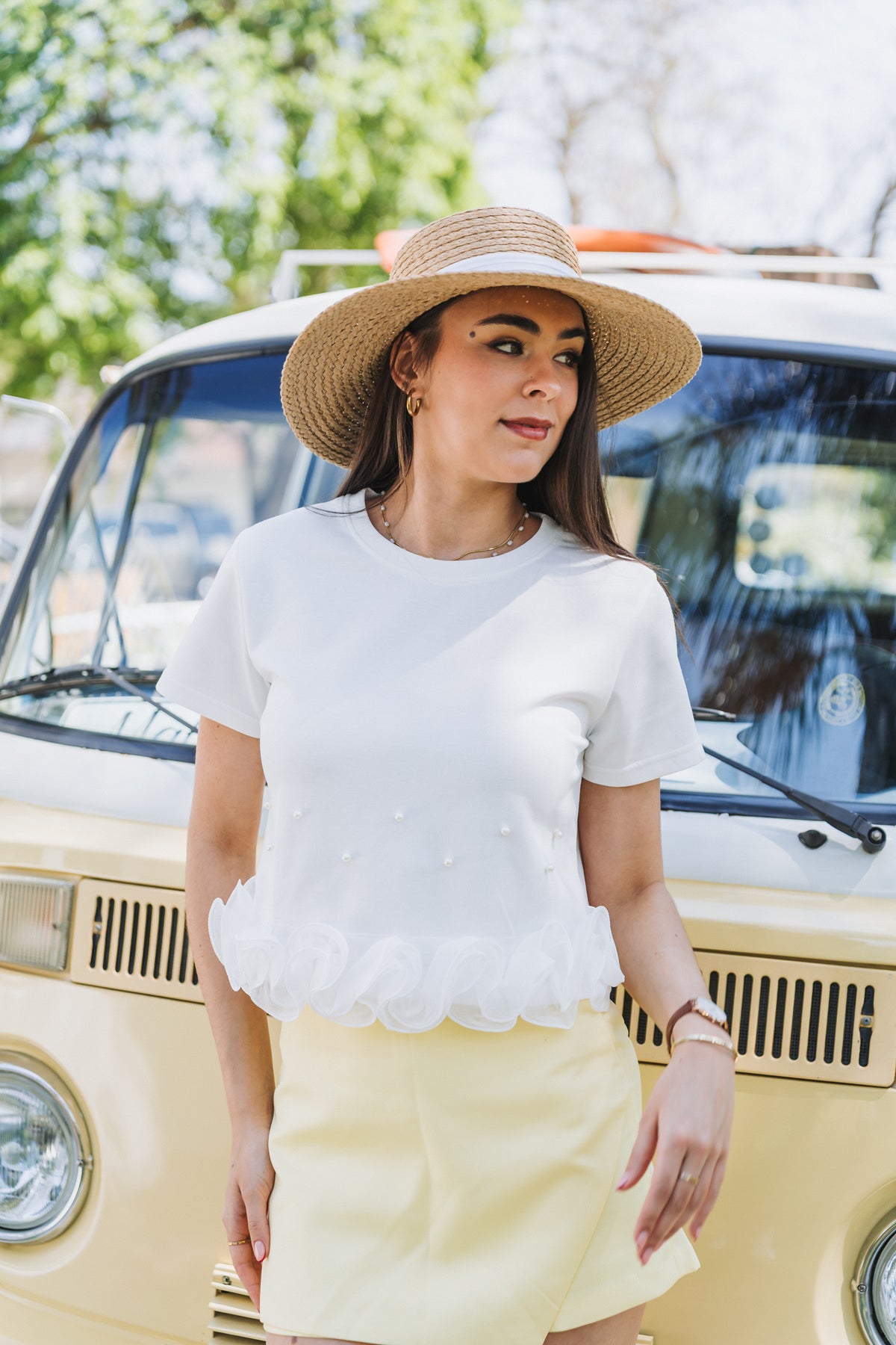 Pearly Tee White| One Size/ Fits 30-34