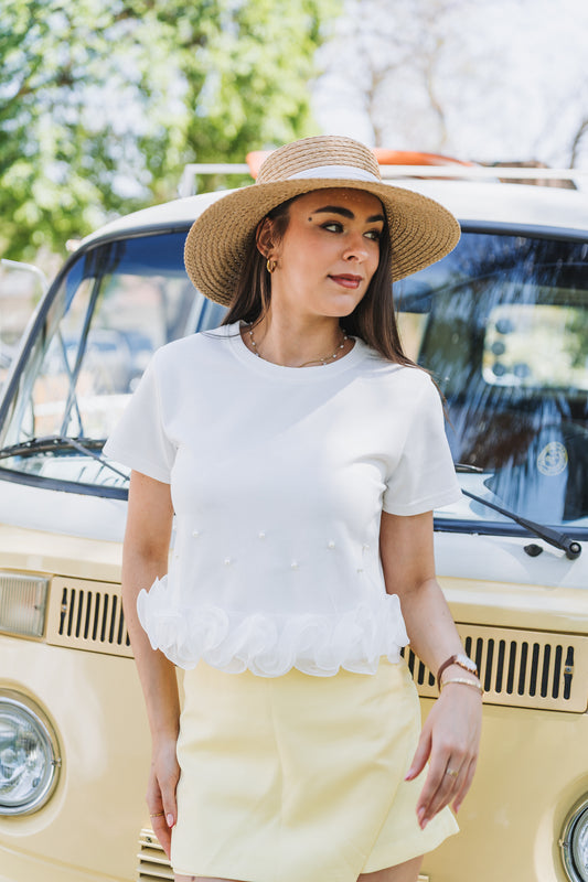 Pearly Tee White| One Size/ Fits 30-34