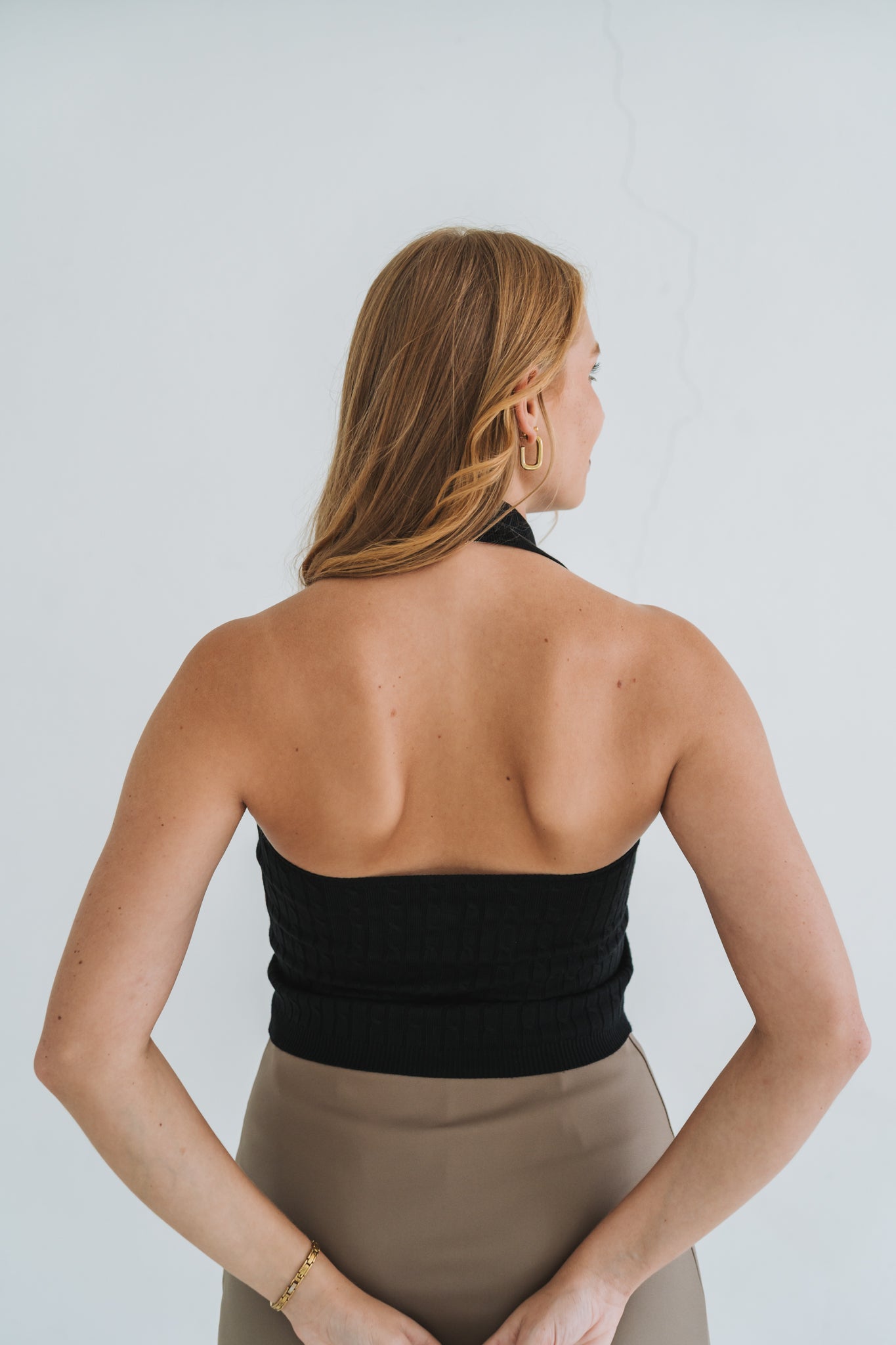 Knit Crop Waistcoat Black