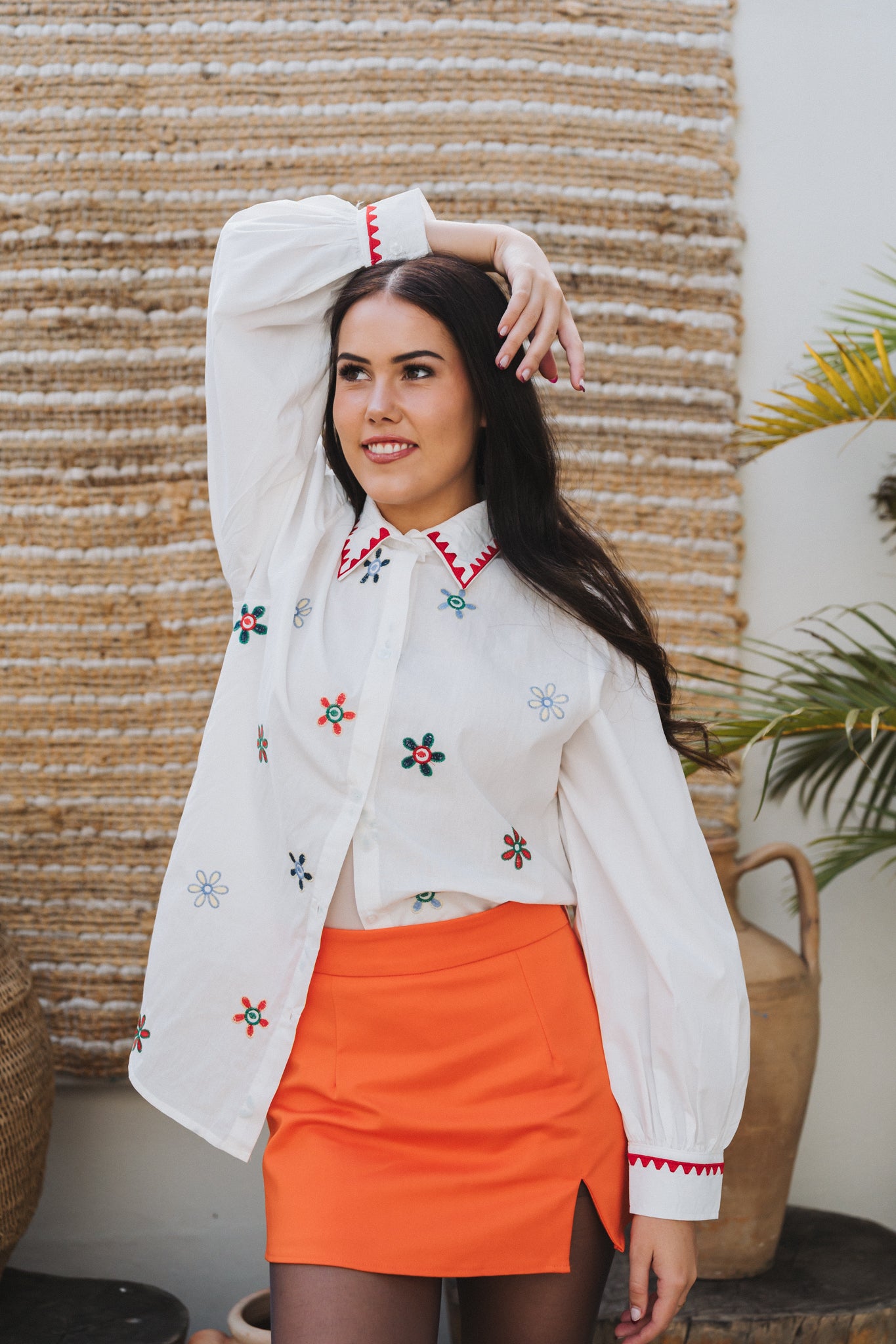Floral Embossed Blouse | One Size 32-36