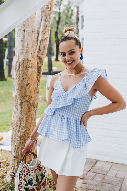 Picnic Frill Top Blue