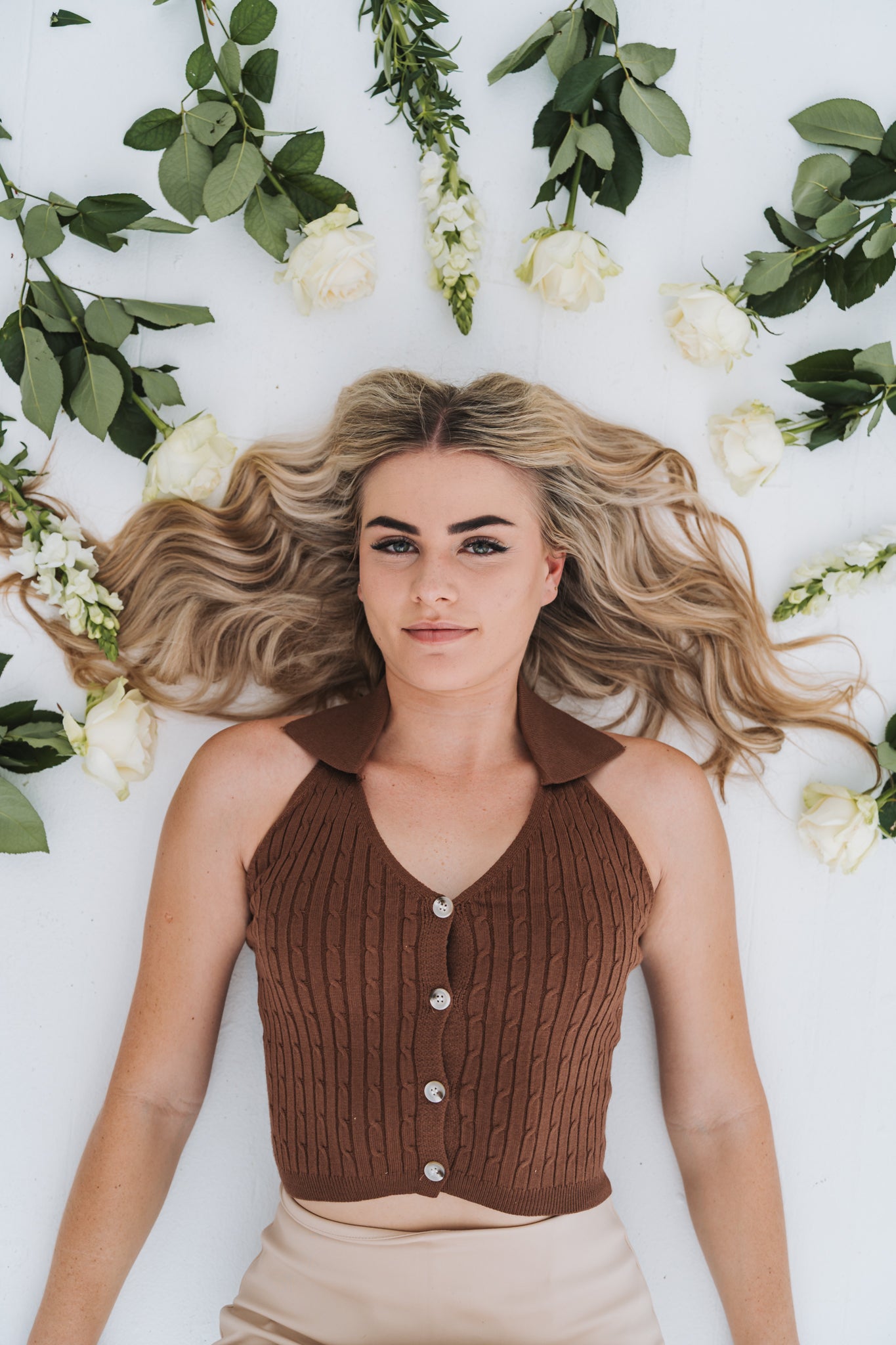 Knit Crop Waistcoat Brown